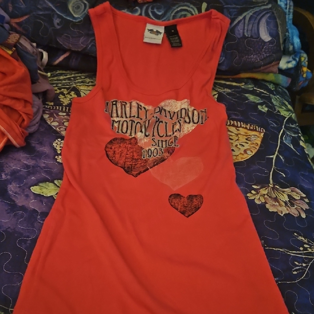 Harley-Davidson Coral Red Heart Graphic Tank
